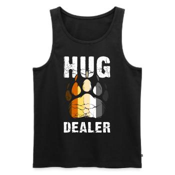 Gay Bären Pride Lustig Retro Hug Dealer - Männer Premium Bio Tank Top - Schwarz - Vorne - Michal (187cm)
