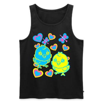 Easter Kids Child Chick Retro 80s 90s - Men's Premium Organic Tank Top - black - Front - AI Model Male 178 light (178cm)