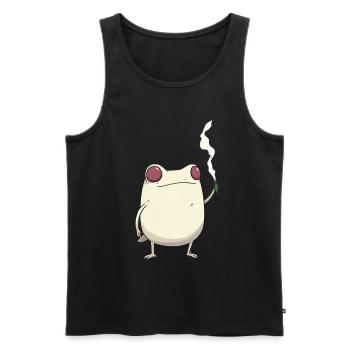 Frosch mit rotem Auge und Cannabisblüte - Männer Premium Bio Tank Top - Schwarz - Vorne - AI Model Male 178 light (178cm)
