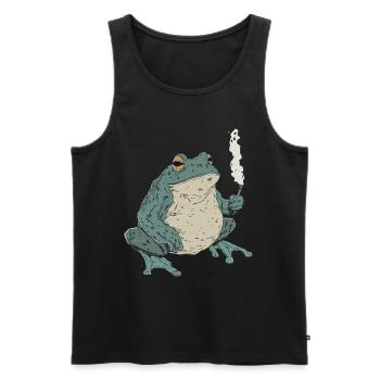 Dicker Frosch mit Zigarette - Weed Frosch Design - Männer Premium Bio Tank Top - Schwarz - Vorne - Michal (187cm)
