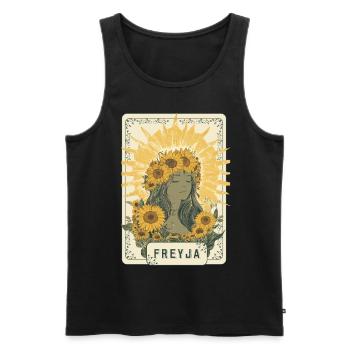 Freyja Norse Viking Goddess Sunflower Tarot Card - Men's Premium Organic Tank Top - black - Front - Michal (187cm)