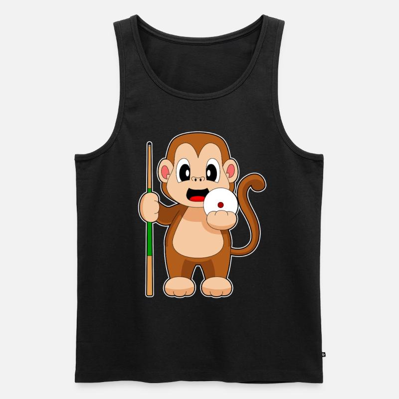 Affe Billiard Queue - Männer Premium Bio Tank Top - Schwarz