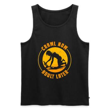 Bar Crawl Kneipentour Crawl Now Adult Later - Männer Premium Bio Tank Top - Schwarz - Vorne - Michal (187cm)