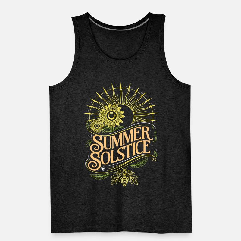 Mystical Summer Solstice Boho Sunflower Hippie Wit Männer Premium Bio Tank Top