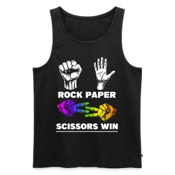 Rock Paper Scissors Win Funny LGBTQ Lesbian - Débardeur bio Premium Homme - noir - Devant - Michal (187cm)