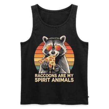 Waschbär Spirit Animal - Waschbär mit Pizza - Männer Premium Bio Tank Top - Schwarz - Vorne - Michal (187cm)