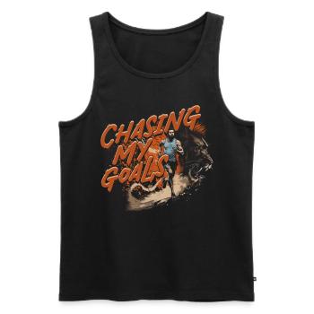 Marathon Marathonien Courir À la poursuite de mes objectifs - Débardeur bio Premium Homme - noir - Devant - Michal (187cm)