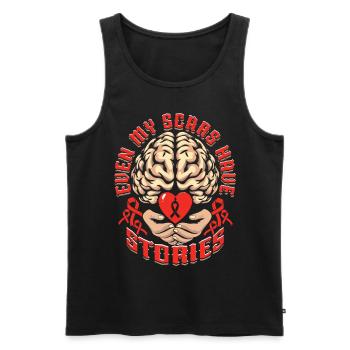 Schlaganfall Even My Scars Have Stories - Männer Premium Bio Tank Top - Schwarz - Vorne - AI Model Male 178 light (178cm)