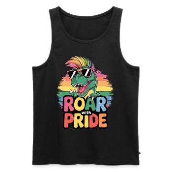 Roar With Pride Cool T-Rex Dino LGBTQ Funny Pride - Men's Premium Organic Tank Top - black - Front - Michal (187cm)