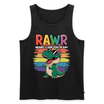 Rawr signifie que je t’aime dans un allié dinosaure LGBTQ gay - Débardeur bio Premium Homme - noir - Devant - Michal (187cm)