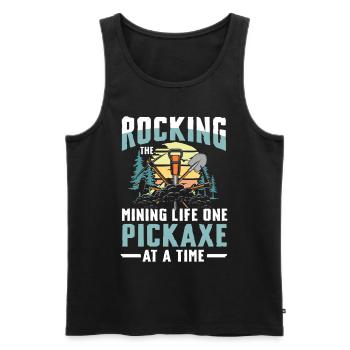 Rocking The Mining Life One Pickaxe At A Time - Männer Premium Bio Tank Top - Schwarz - Vorne - Michal (187cm)