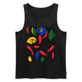 Matisse Inspires: Abstract Floral Pattern Colorful - Men's Premium Organic Tank Top - black - Front - AI Model Male 178 light (178cm)