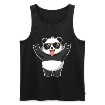 Cool rock panda with sunglasses and fun - Men's Premium Organic Tank Top - black - Front - Michal (187cm)