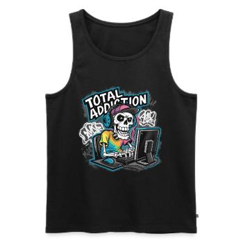 Total Addiction Gamer Skull Illustration - Men's Premium Organic Tank Top - black - Front - Michal (187cm)