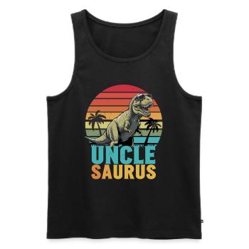 Unclesaurus Motif de dinosaure rétro avec - Débardeur bio Premium Homme - noir - Devant - Michal (187cm)