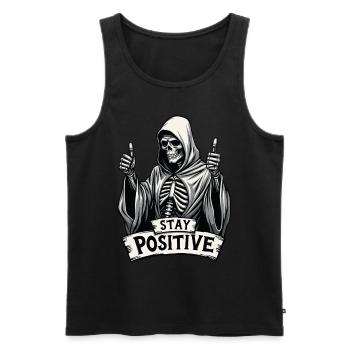 Stay Positive – Lustiger Sensenmann - Männer Premium Bio Tank Top - Schwarz - Vorne - Michal (187cm)