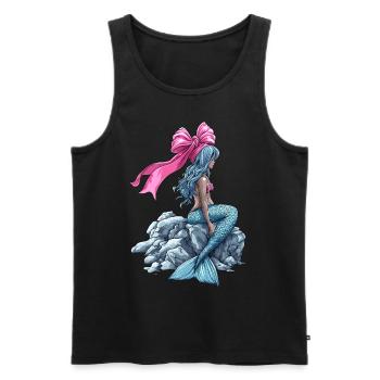 Coquette noeud Sirène Fille Ruban Rose - Débardeur bio Premium Homme - noir - Devant - AI Model Male 178 light (178cm)