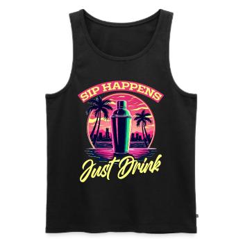 Bartender Barman Sip Happens Just Drink - Men's Premium Organic Tank Top - black - Front - AI Model Male 178 light (178cm)