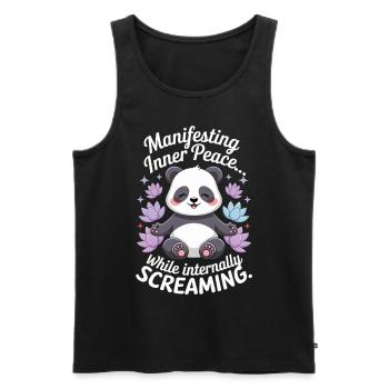 Meditating Panda – Zen & Mindfulness - Men's Premium Organic Tank Top - black - Front - AI Model Male 178 light (178cm)