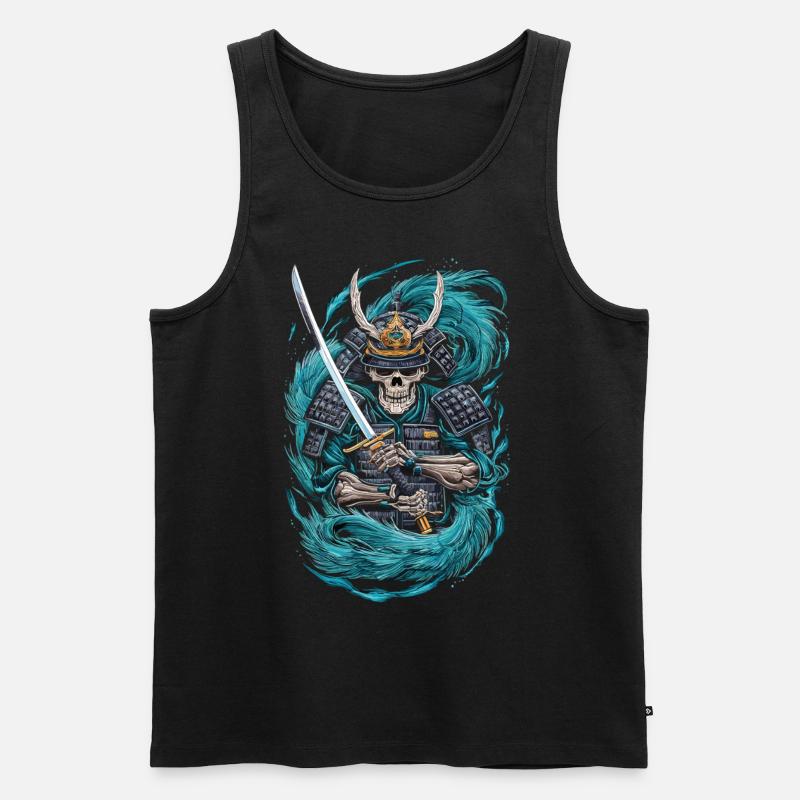 Geisterhafter Samurai-Krieger - Männer Premium Bio Tank Top - Schwarz