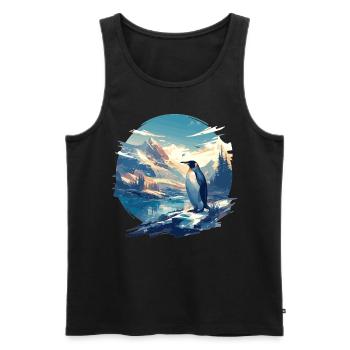 Pinguine Pinguin - Männer Premium Bio Tank Top - Schwarz - Vorne - Michal (187cm)