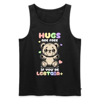 Hugs Are Free Cute Bear LGBTQIA Pride Month Ally - Männer Premium Bio Tank Top - Schwarz - Vorne - AI Model Male 178 light (178cm)
