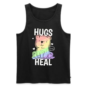Hugs Heal Cute Bear Pastel Aesthetic Kawaii LGBTQ - Männer Premium Bio Tank Top - Schwarz - Vorne - AI Model Male 178 light (178cm)