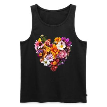 Heart of Colorful Flowers - Lush Blossoms - Men's Premium Organic Tank Top - black - Front - AI Model Male 178 light (178cm)