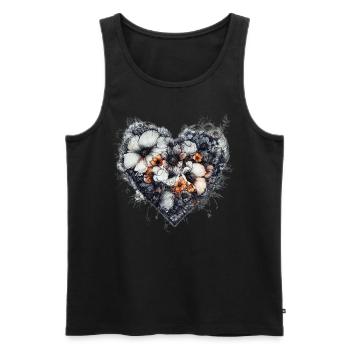 Herz aus skizzierten Blüten - Elegante Blumenkunst - Männer Premium Bio Tank Top - Schwarz - Vorne - AI Model Male 178 light (178cm)