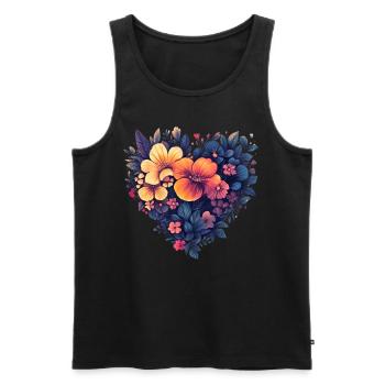 Herz aus stilisierten Blüten - Moderne Blumenkunst - Männer Premium Bio Tank Top - Schwarz - Vorne - AI Model Male 178 light (178cm)