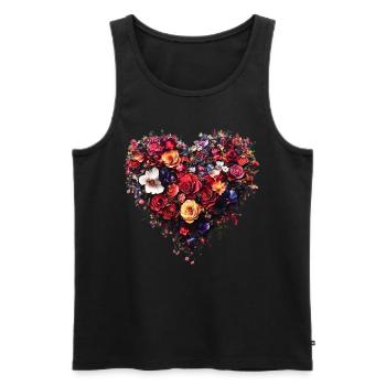 Heart of Rich Blossoms - Lush Floral Splendour - Men's Premium Organic Tank Top - black - Front - AI Model Male 178 light (178cm)