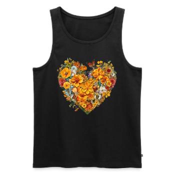 Herz aus gelben Blüten - Sommerliche Blumenwiese - Männer Premium Bio Tank Top - Schwarz - Vorne - Michal (187cm)