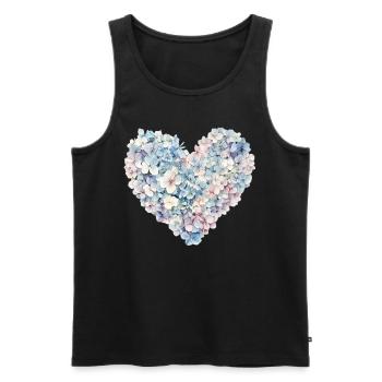 Heart of Hydrangeas Flowers - Delicate Blossoms - Men's Premium Organic Tank Top - black - Front - AI Model Male 178 light (178cm)