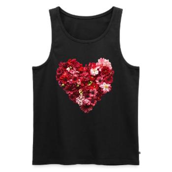 Heart of Red Blossoms - Passionate Flower Pr - Men's Premium Organic Tank Top - black - Front - Michal (187cm)