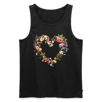 Cœur de fleurs délicates Fleurs printanières - Débardeur bio Premium Homme - noir - Devant - AI Model Male 178 light (178cm)
