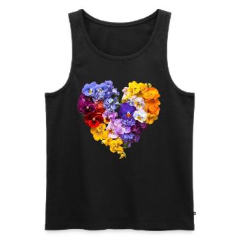 Heart of Pansies - Colorful Blossom Speech - Men's Premium Organic Tank Top - black - Front - AI Model Male 178 light (178cm)