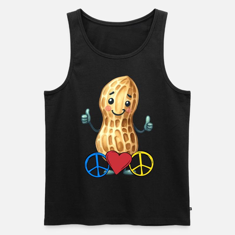 Erdnuss Peace Herz Frieden - Männer Premium Bio Tank Top - Schwarz