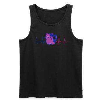 Bisexuel Fierté Chat Mignon Battement de cœur - Débardeur bio Premium Homme - noir - Devant - Michal (187cm)