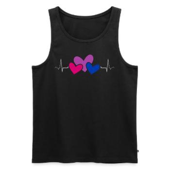 Bisexuel Fierté Cœurs flottants Battement de cœur - Débardeur bio Premium Homme - noir - Devant - Michal (187cm)