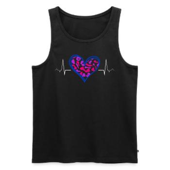 Fierté bisexuelle Cœur Battement de cœur Drapeau - Débardeur bio Premium Homme - noir - Devant - Michal (187cm)