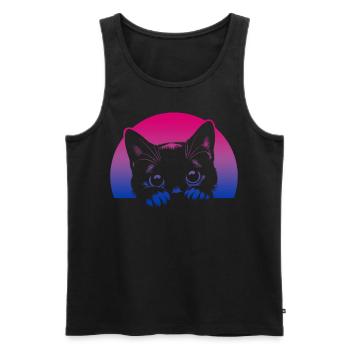 Bisexual Cat Sunset Pride Colors - Men's Premium Organic Tank Top - black - Front - AI Model Male 178 light (178cm)