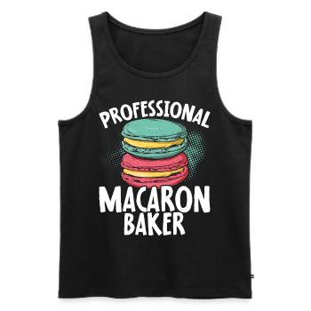 Macaron Baker Chef pâtissier Amateur de macarons - Débardeur bio Premium Homme - noir - Devant - Michal (187cm)