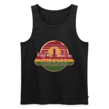Ghana Retro Style Silhouette with Landmark - Men's Premium Organic Tank Top - black - Front - AI Model Male 178 light (178cm)