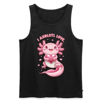 Axolotl Amour Coeur Câlin Mignon - Débardeur bio Premium Homme - noir - Devant - Michal (187cm)