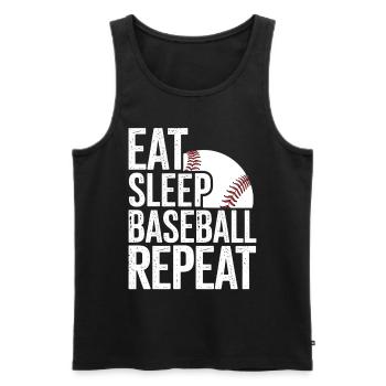 Manger dormir baseball répéter - Débardeur bio Premium Homme - noir - Devant - AI Model Male 178 light (178cm)