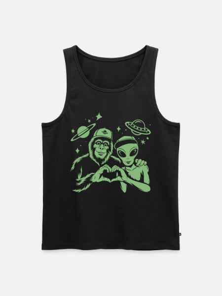 Bigfoot & Alien – Space Love - Männer Premium Bio Tank Top - Schwarz
