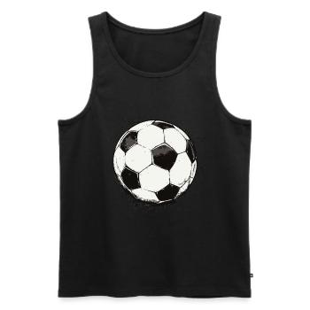 Ballon de football classique noir éclaboussures style urbain - Débardeur bio Premium Homme - noir - Devant - Michal (187cm)