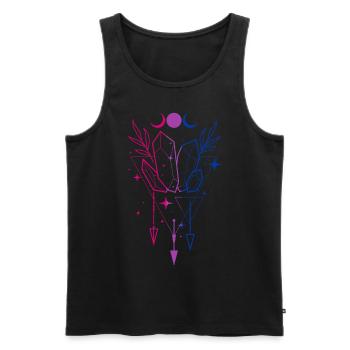 Bisexuel Bi-Pride Cristaux avec Lune et Flèches - Débardeur bio Premium Homme - noir - Devant - Michal (187cm)
