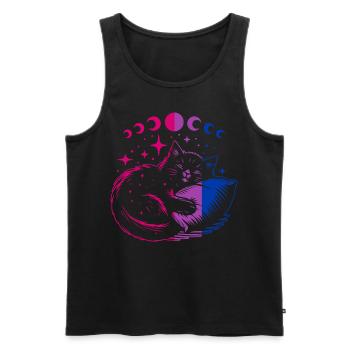 Bi-cat sleeps under moon phases & stars - Men's Premium Organic Tank Top - black - Front - Michal (187cm)