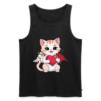 Chat Chats Ange Diable Occulte Spirituel - Débardeur bio Premium Homme - noir - Devant - AI Model Male 178 light (178cm)